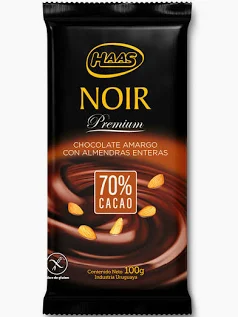 CHOCOLATE HAAS NOIR ALMENDRAS 100 GR